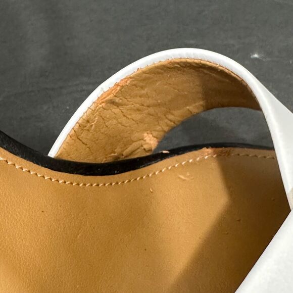 Coach Open Toe Heels Women's 9B White Brown Two Tone Crossover Ankle Strap - Picture 2 of 11